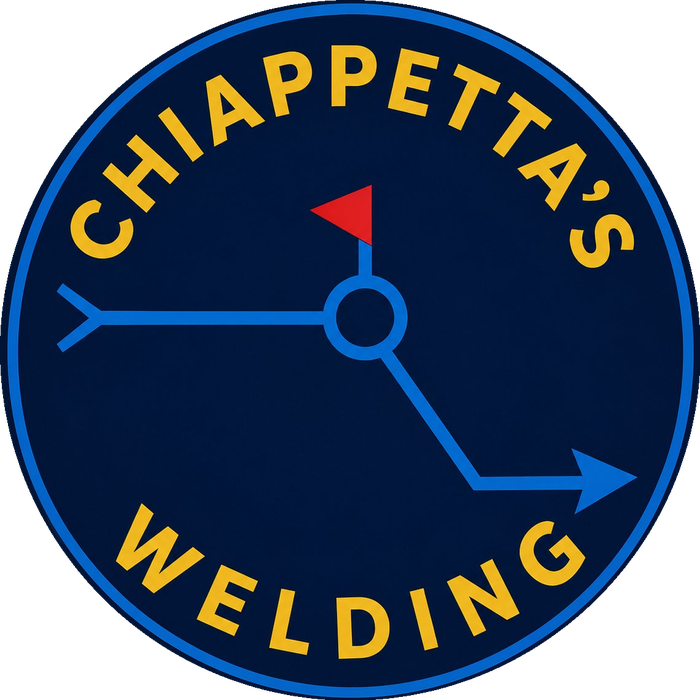 Chiappetta's Welding Service — round navy logo with weld-line arrow